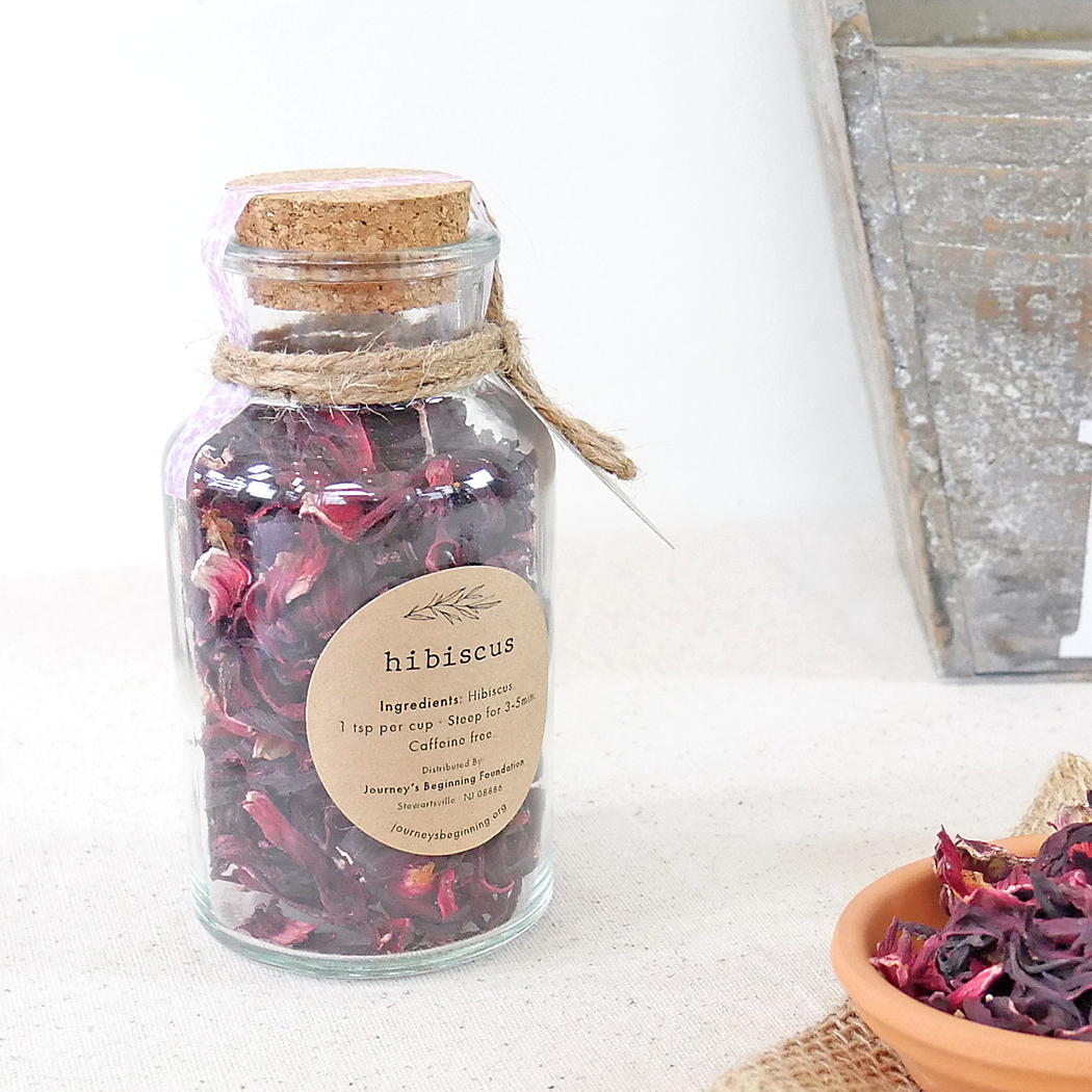 hibiscus herbal tea in a glass jar